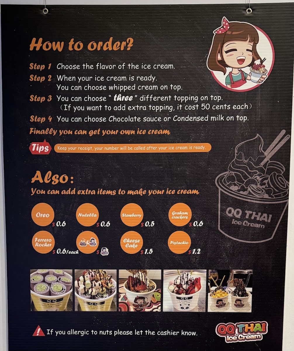 QQ Thai Ice Cream Menu - Image 1